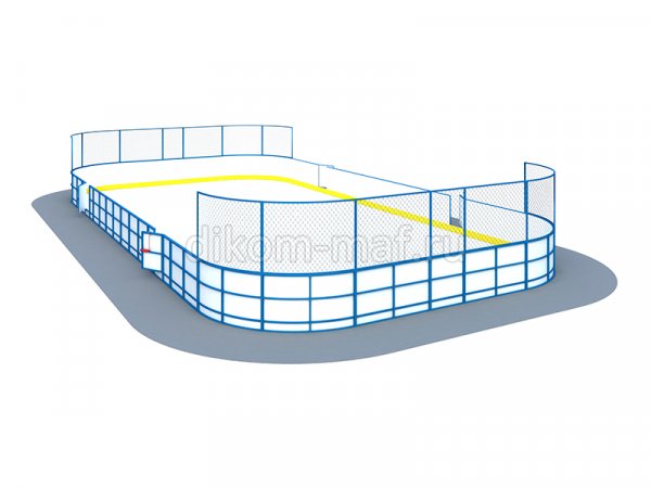 Хоккейная площадка из стеклопластика R-3,0 м  Защитное ограждение за воротами Н-1500 мм ХП-001