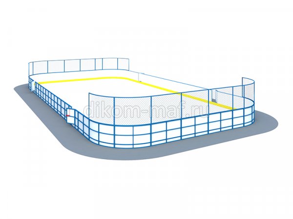 Хоккейная площадка из стеклопластика R-3,0 м  Защитное ограждение за воротами Н-1500 мм ХП-002