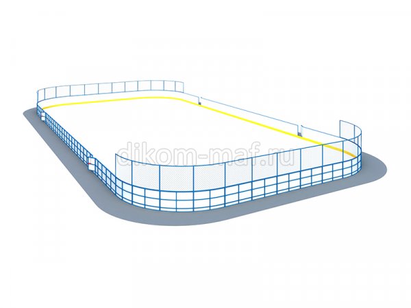 Хоккейная площадка из стеклопластика R-5,0 м  Защитное ограждение за воротами Н-1500 мм ХП-004